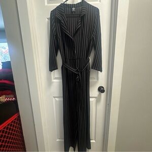Bobeau Black and White Striped Jumpsuit